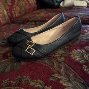 Black  Criss Cross Strap Ballet Flat Forever Link Comfort Shoes Girls Sz 3